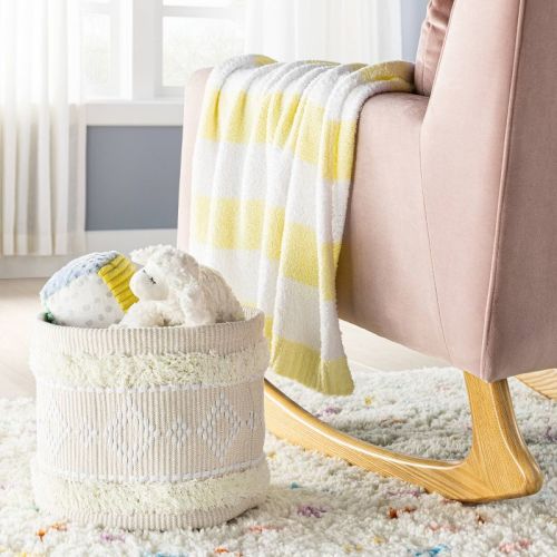 Chenille Stripe Baby Blanket - Yellow and White Stripes - Cloud Island™: Knitted Recycled Material, 30" x 40"