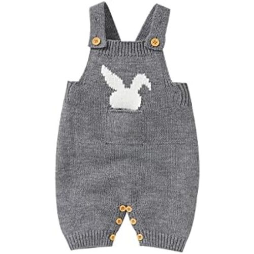 MoZiKQin Baby Girl Boy Easter Bunny Romper Sleeveless Knitted Bodysuit Jumpsuit My 1st Easter Outfit Cute Clothes