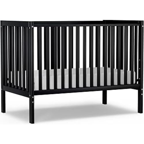 Baby Crib 5-in-1 Convertible, Wood Full Size Toddler Bed for Small Baby, Made of Sustainable Natural Pinewood Cribs, Non-Toxic Finish, Simplistic Nursery Furniture (Black)