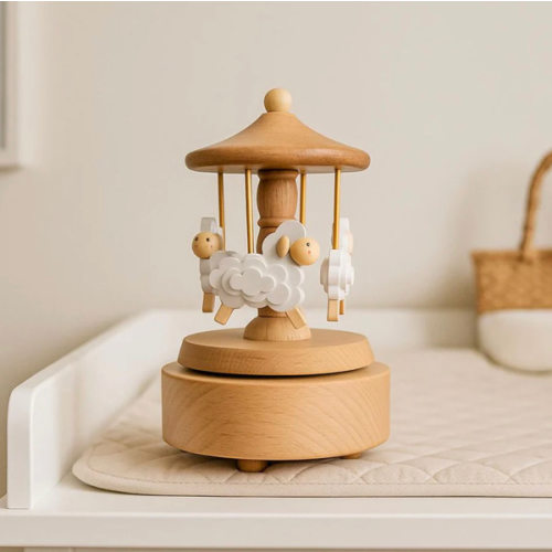 Heirloom Wooden Musical Carousel - Sheep