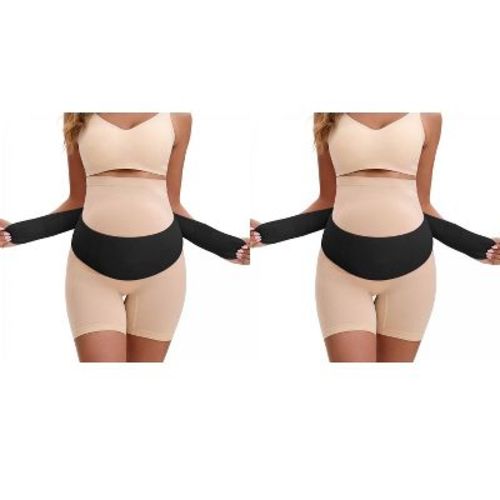 INSPIRE CHIC Women's Maternity Adjustable Belly Bands-Soft and Breathable Pregnancy Belly Support Band 2 Packs 2 Black XX-Large