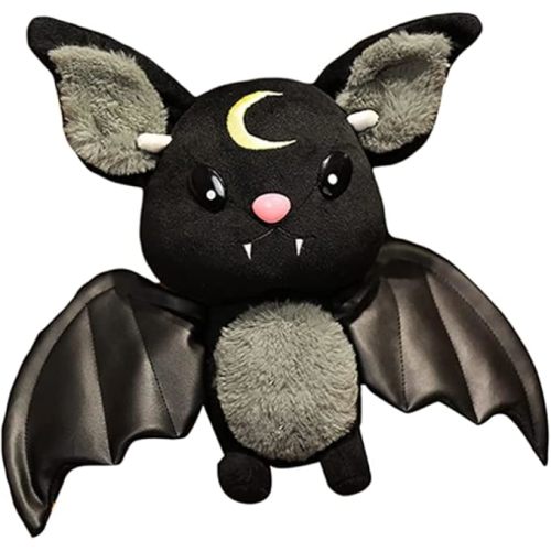 NatureMan Bat Plush Stuffed Animal Toys,Halloween Black Bat Decor Soft Hugging Plush Doll Toy Gifts,for Kids Birthday, Halloween, Christmas (Black,11.8inch)