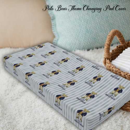 Vintage Polo Bear theme Changing Pad Cover,Personalized Nursery Decor