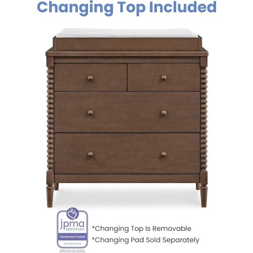 Delta Children Saint 4 Drawer Dresser with Changing Top and Interlocking Drawers, Teak Brown