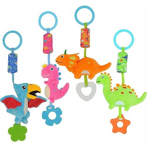 gebra Baby Toys for 0 3 6 9 12 Months, Soft Rattle Wind Chime Car Seat Crib Stroller Toys, Dinosaur Baby Hanging Toys Birthday for Baby Boys and Girls
