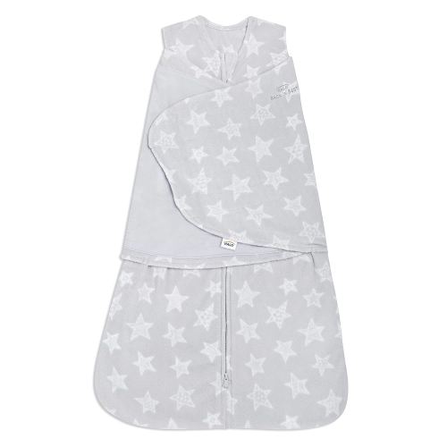 HALO Micro-Fleece Sleepsack Swaddle, 3-Way Adjustable Wearable Blanket, TOG 3.0, Grey Stars, Small, 3-6 Months