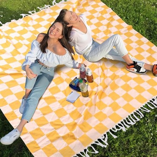 Extra Large Turkish Beach Towel Picnic Mat Throw Blanket Oversized Sandproof Boho Woven Summer Essential Yoga Accessories Park Patio Lawn Garden Grass Ground Play Music Festival Concert Must Have