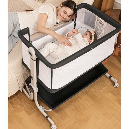 babyeap 3-in-1 Baby Bassinet, Bedside Sleeper with 6 Heights, Portable Crib, Dark Gray