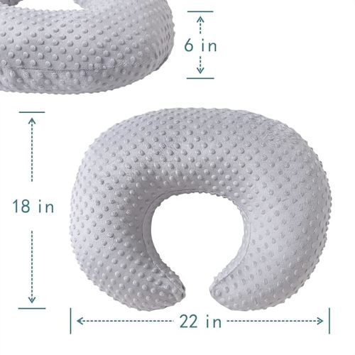 Nursing Pillow and Positioner, Breastfeeding, Bottle Feeding, Baby Sitting Support with Removable Ultra Soft Cover, Tummy Time Support for Baby Boys and Girls (Gray)