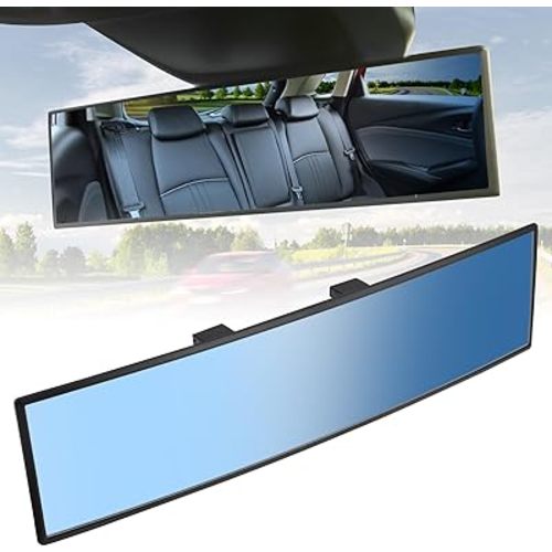 JOYTUTUS Rear View Mirror, Universal 11.81 Inch 2 Pack Panoramic Convex Rearview Mirror, Interior Clip-on Wide Angle Rear View to Reduce Blind Spot Effectively for Car SUV Trucks - Blue
