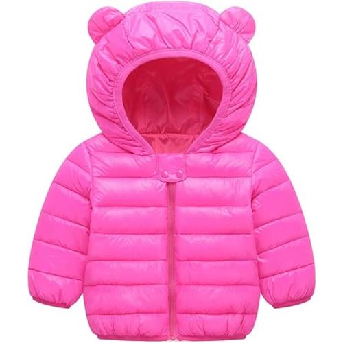 Winter Down Coats for Kids Baby Boys Girls Light Puffer Padded Jacket Bear Hoods Infant Outerwear