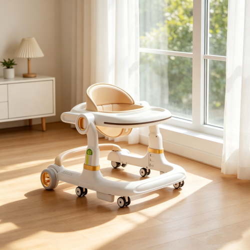 Baby Walker with 3 Level Adjustable Height, 2 Modes Toddler Walking Assistant Anti-Rollover Baby Walker with Brake & Speed Control Wheels, Baby Activity Walker