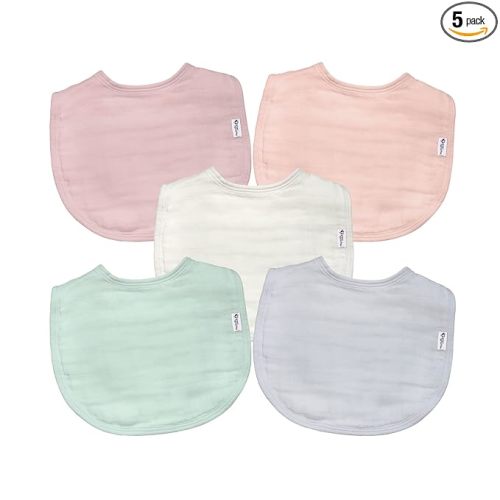 green sprouts Absorbent Organic Cotton Muslin Bibs, 0-12mo Hypoallergenic, STANDARD 100 by OEKO-TEX Certified, Tested for Hormones