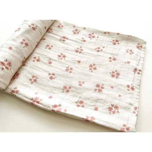 Pink Floral Bamboo Muslin Swaddle Blanket, Newborn Swaddle, Floral Swaddle, Newborn Photo Prop, Baby Floral Swaddle, Bamboo Swaddle
