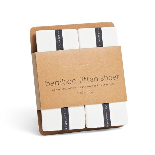 Edwards & Co Carry Cot Fitted Sheets 2 Pack Natural
