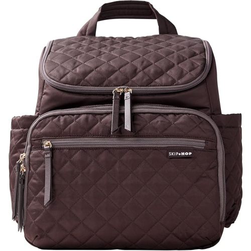 Skip Hop Diaper Bag Backpack: Forma, Multi-Function Baby Travel Bag with Changing Pad & Stroller Attachment, Chocolate