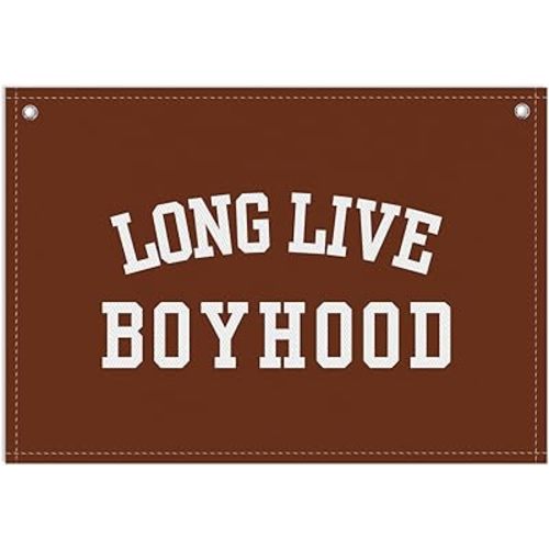 Long Live Boyhood Banner, Toddler Boy Room Decor & Linen Wall Hanging Canvas Banner Flag, Boho Nursery Playroom Toddler & Boy’s Kids Room Decoration - D08