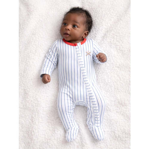 2-Way Zip Footie, Baseball Stripe