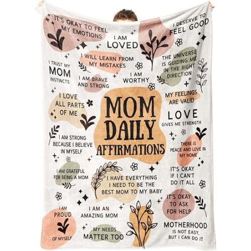 BaubleDazz New Mom Gifts Blanket, Mom Daily Affirmations(50" x 60")