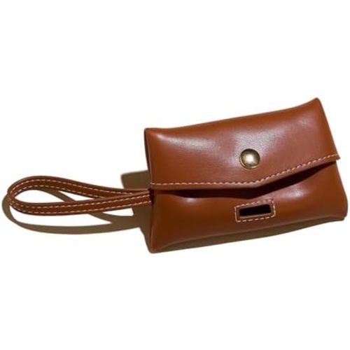 Brown Waste Bag Carrier - Dog Poop Bag Holder for Leash - Portable Leather Dog Poop Bag Dispenser