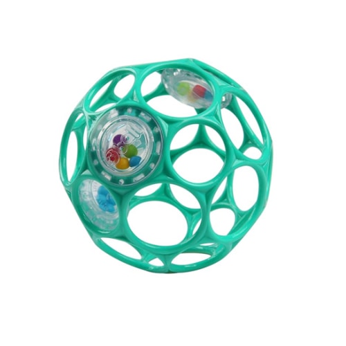 Bright Starts Oball Easy-Grasp Rattle BPA-Free Infant Toy in Teal, Age Newborn and up, 4 Inches