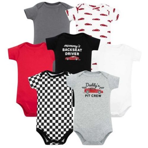Hudson Baby Infant Boys Cotton Bodysuits 7-Pack, Race Car Crew, Newborn