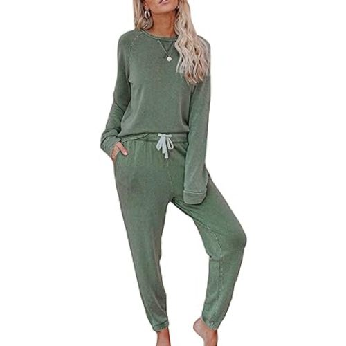 Women's 2 Piece Outfits Lounge Sets Long Sleeve Tops and Jogger Sweatpants Sweats Track Suits Loungewear Pajama Sets