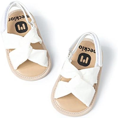 Meckior Infant Baby Girls Boys Summer Sandals Open Toe Lace Princess Dress Wedding Flats Shoes Newborn Toddler Soft Non-slip Sole First Walker Crib Shoes