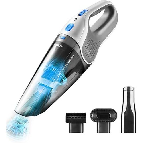 DEKOPRO Cordless Handheld Portable Vacuum Cleaner, Small Rechargeable with 8000PA Powerful Suction, Car Vacuum with Multi Accessories to Clean Home, Pet Hair and Car, White