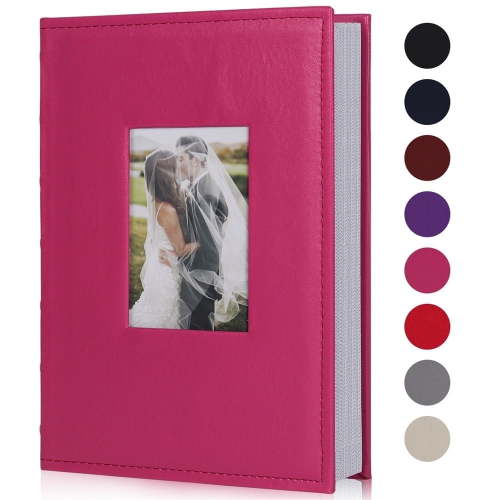 RECUTMS Photo Album 300 Pockets,4x6 Photo Book Paper Core Memo Insert Inside Page PU Leather Cover Picture Album Record Valentine's Day Baby Holiday Albums(Pink)