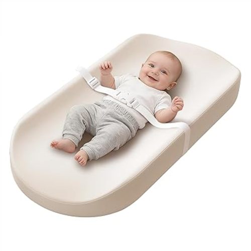 YACODAVO Baby Changing Pad with Vegan Leather Cover, Waterproof & Wipeable Changing Pad for Toddler, Flat Foam Travel Diaper Changing Pad for Dresser and Table, White