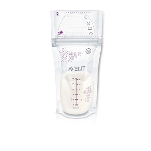 Philips Avent Breast Milk Storage Bags, Clear, 6 Ounce, 50 Pack