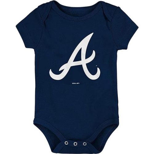 MLB Newborn & Infants 0-24 Months Primary Logo Onesie Bodysuit Romper (Atlanta Braves, 6/9 Months)