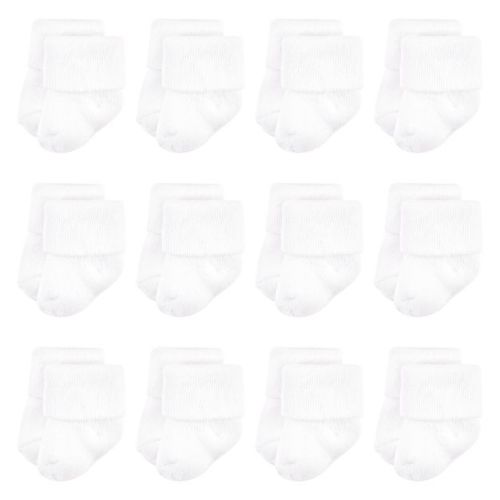 Luvable Friends Unisex Baby Newborn and Baby Terry Socks, White