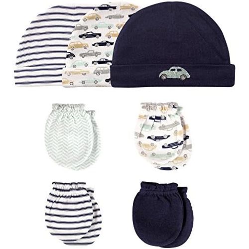 Hudson Baby Unisex Baby Cotton Cap and Scratch Mitten Set