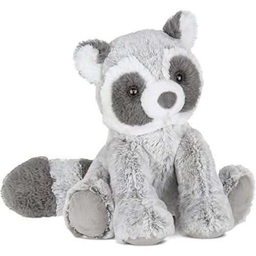 Bearington Ringo Stuffed Raccoon Plush Toy - 10.5" Raccoons Stuffed Animals with Soft Faux Fur, Weighted Inner Bean Bag and Poseable Floppy Body - Cute, Cuddly Raccoon Plushie Gift for Babies and Kids