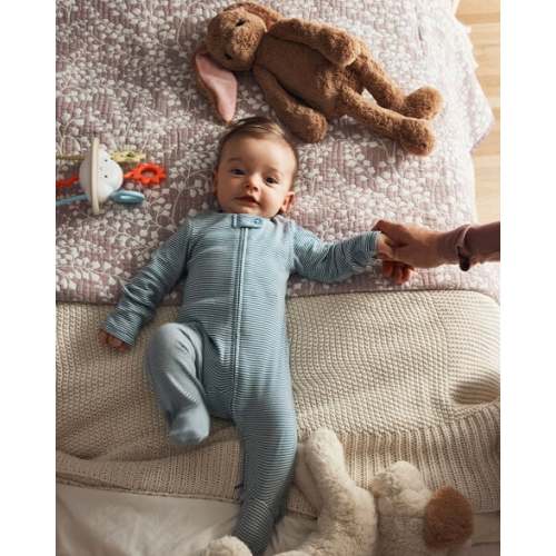 Baby 2-Pack Whale Striped 100% Cotton 2-Way Zip Sleep & Play Pajamas - Blue | Carter's