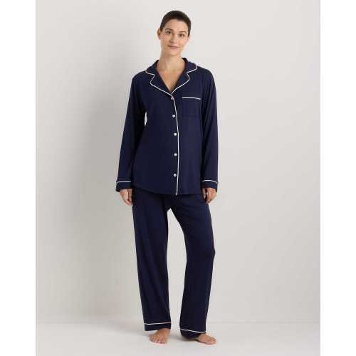Bamboo Jersey Maternity Long Sleeve Pajama Set - Maternity in Deep Navy
