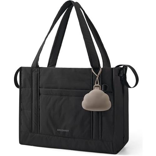 BAGSMART Diaper Bag Tote Puffer, Hospital Bag for Labor Delivery with Pacifier Case, Lightweight Baby Bag for Travel, Work | Multifunctional, Insulated Pockets, Water Resistance