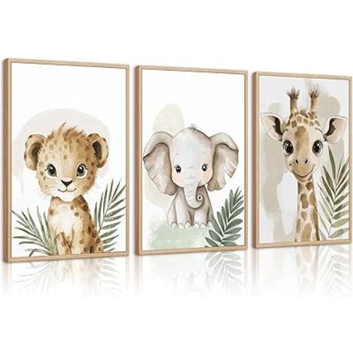 Lhoiplme Toile murale – Impressions d'animaux de la forêt – Images de girafe mignonne – Œuvre d'art pour chambre d'enfant – 20,3 x 25,4 x 7,6 cm – Sans cadre