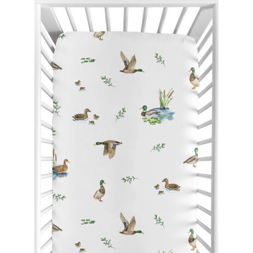 Watercolor Mallard Ducks Fitted Crib Sheet by Sweet Jojo Designs | Wayfair