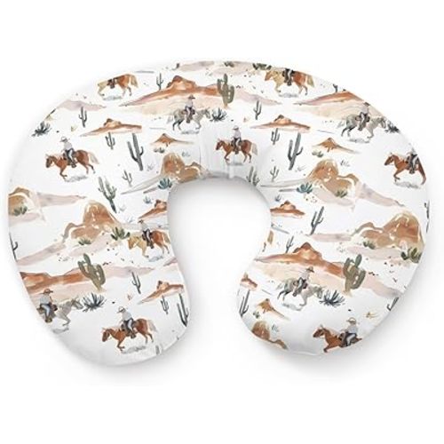 Watercolor Cactus Horse Mountain Native American Pattern Nursing Pillow Cover, Unisex Removable Breastfeeding Pillowcase Slipcover for Baby Girls Boys Newborns Toddlers, Cover Only