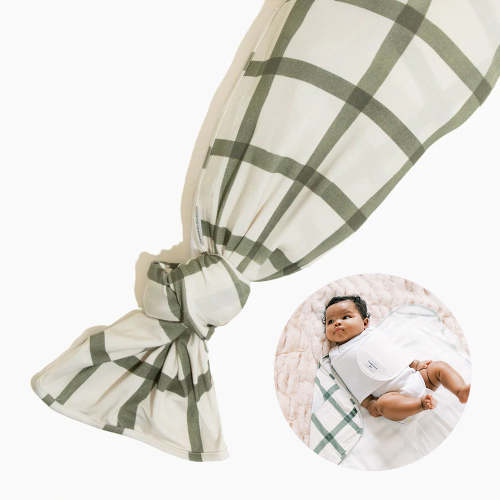 Sage Windowpane Baby Swaddle II | Stretch Swaddle Blanket – Freshly Picked