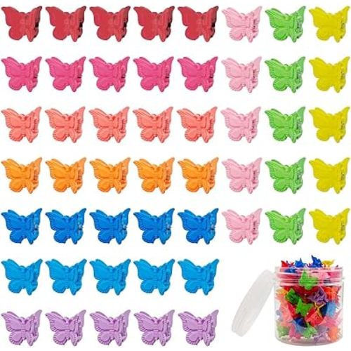 50 Pieces Assorted Color Butterfly Hair Clips, Beautiful Mini Butterfly Hair Clips Hair Accessories for Women and Girls (50 Pack Matte Colors)