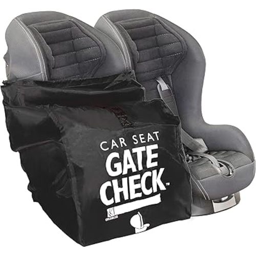 J.L. Childress Gate Check Bag for Car Seats - Travel Bag for Airplane, Fits All Baby & Infant Car Seats, Airport Accessories for Gate Check, Flying Essentials, AirTag Compatible - Black
