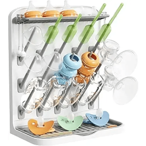 Lifewit Large Baby Bottle Drying Rack, 15 Hooks Vertical Rack Dryer with Removable Pacifiers Box, Drip Tray, Space Saving Countertop Holder Organizer for Weighted Straws, Pump Parts