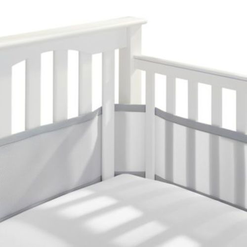 BreathableBaby® Mix & Match Breathable Mesh Crib Liner in Grey Mist - GREY - CRIB