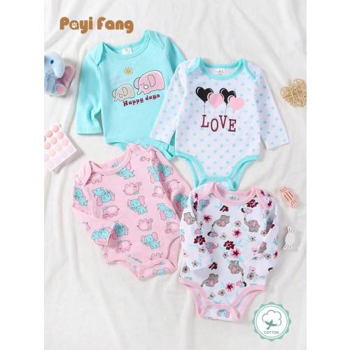 4pcs/Set Autumn/Winter Newborn Baby Bodysuit Rompers | SHEIN USA