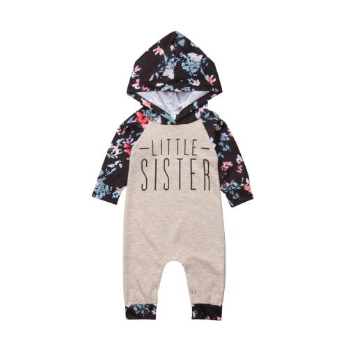 Baby Girl Clothes Big Little Sister Matching Outfits Infant Newborn Long Sleeve Hoodie Romper Overall Floral Jumpsuit Fall Winter Clothes