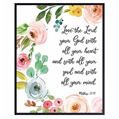 Scripture Wall Decor for Living Room, Nursery, Baby Bedroom, Bathroom - Unique Religious Christian Gifts for Women - Bible Verse Wall Art for Girls, Teens - Inspirational Quotes Poster Print Sign